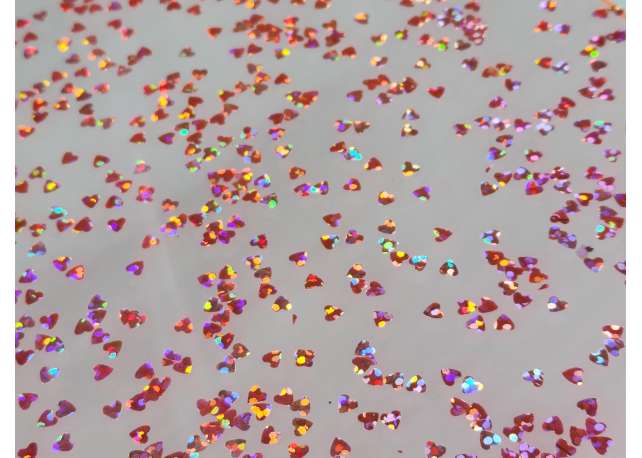 Holographic Pastel Peach Hearts Glitter Acrylic - 1/8" (3mm) *READ DESCRIPTION*
